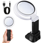 JARLINK Magnifying Glass with Light and Stand, 3 Modes Foldable Magnifier