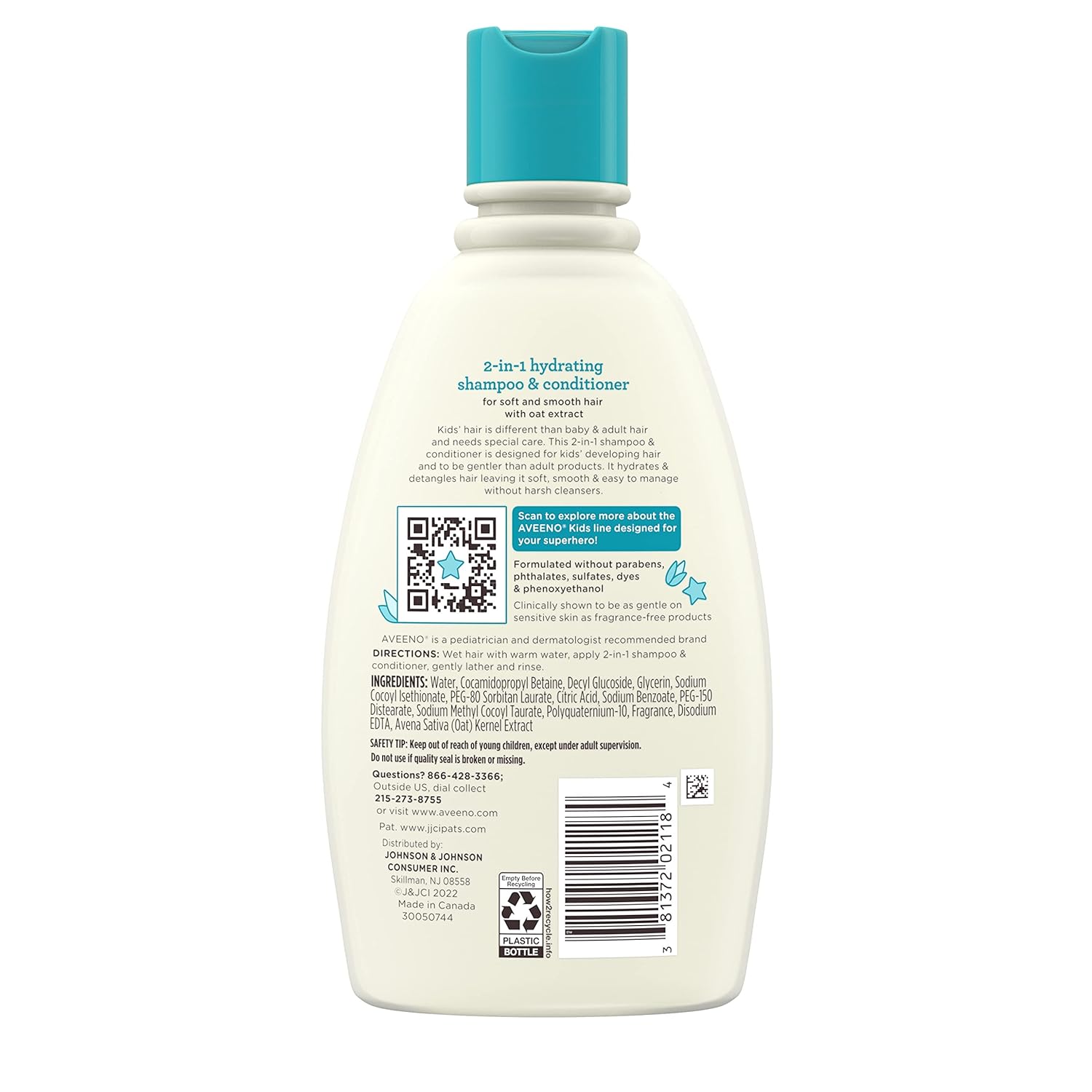 Buy now Aveeno Kids 2-in-1 Hydrating Shampoo & Conditioner, Gently Cleanses, Conditions & Detangles Kids Hair, Formulated With Oat Extract, For Sensitive Skin & Scalp, Hypoallergenic, 12 fl. oz at indiglob india