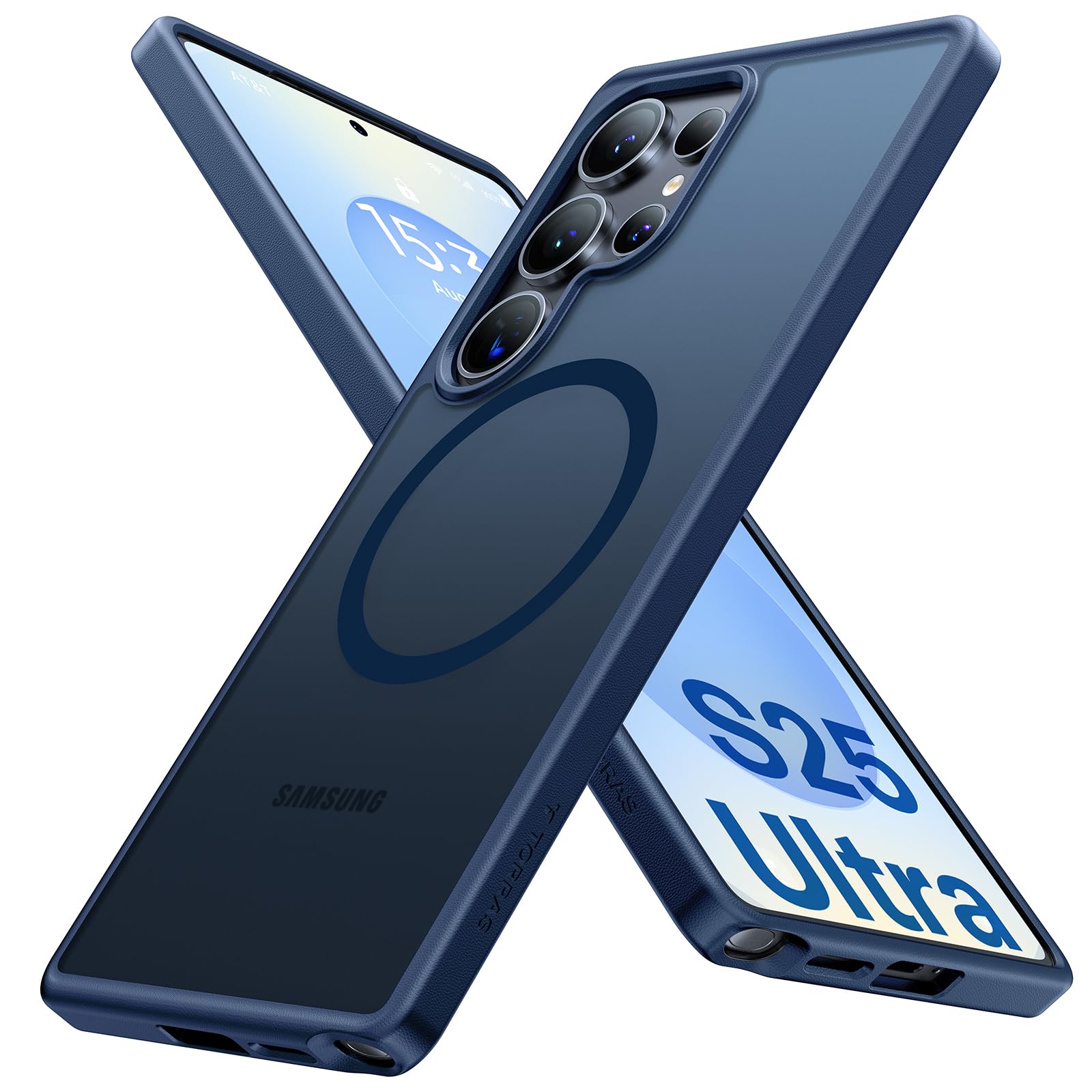Buy now TORRAS Magnetic Shockproof for Samsung Galaxy S23 Ultra Case, Fit for MagSafe, 4X Military Grade Protection, Translucent Slim Case for Samsung S23 Ultra Case Anti-Fingerprint Anti-Scratch, Black Navy Blue S25 Ultra 6.8" at indiglob india