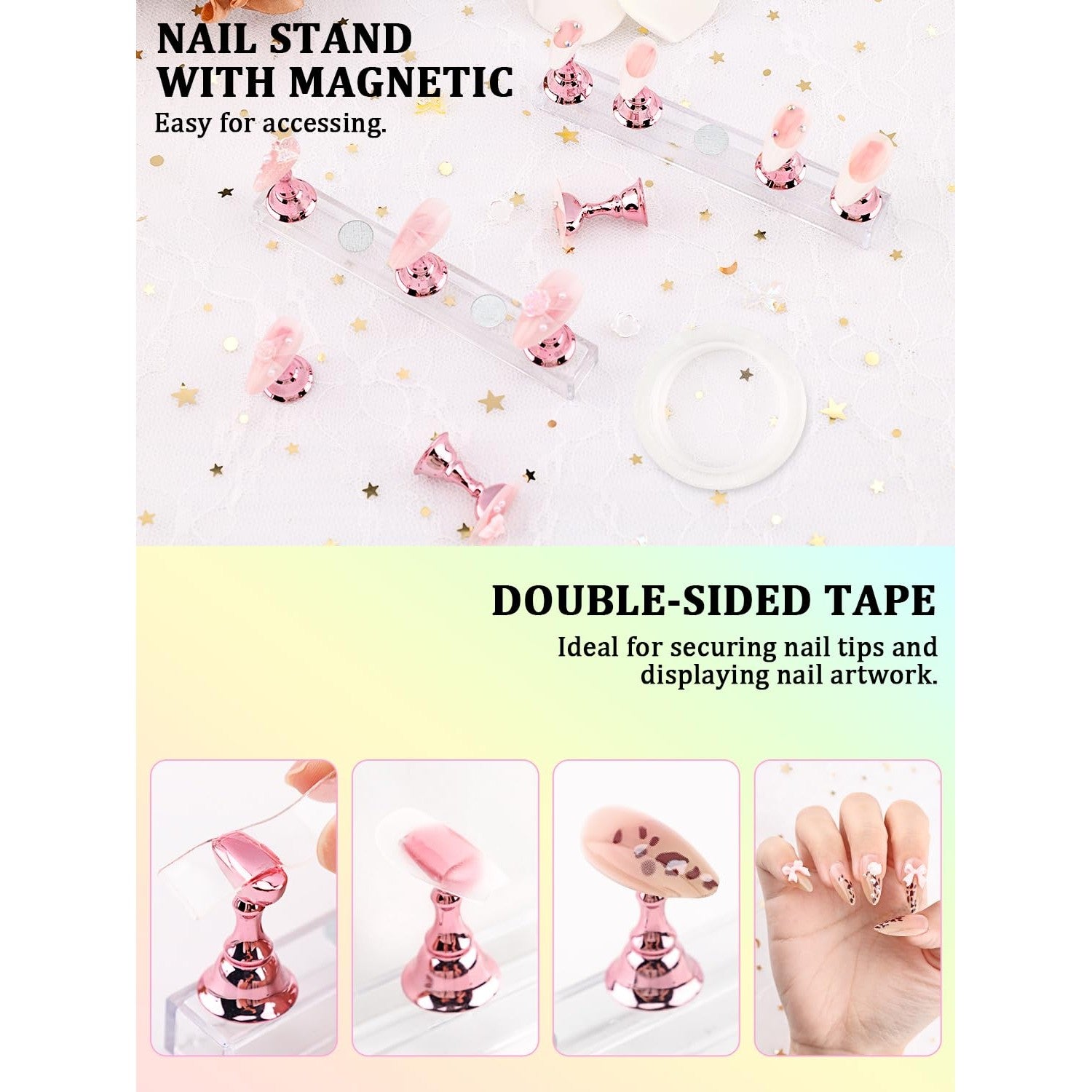 YOOVR 28-In-1 Nail Art Tools with Nail Stand Holder for Press on Painting | Nail Art Brushes, French Tip Liner Brushes, Dotting Tools, Must Have Design Tools Supplies for Nail Tech & Beginners (Pink)