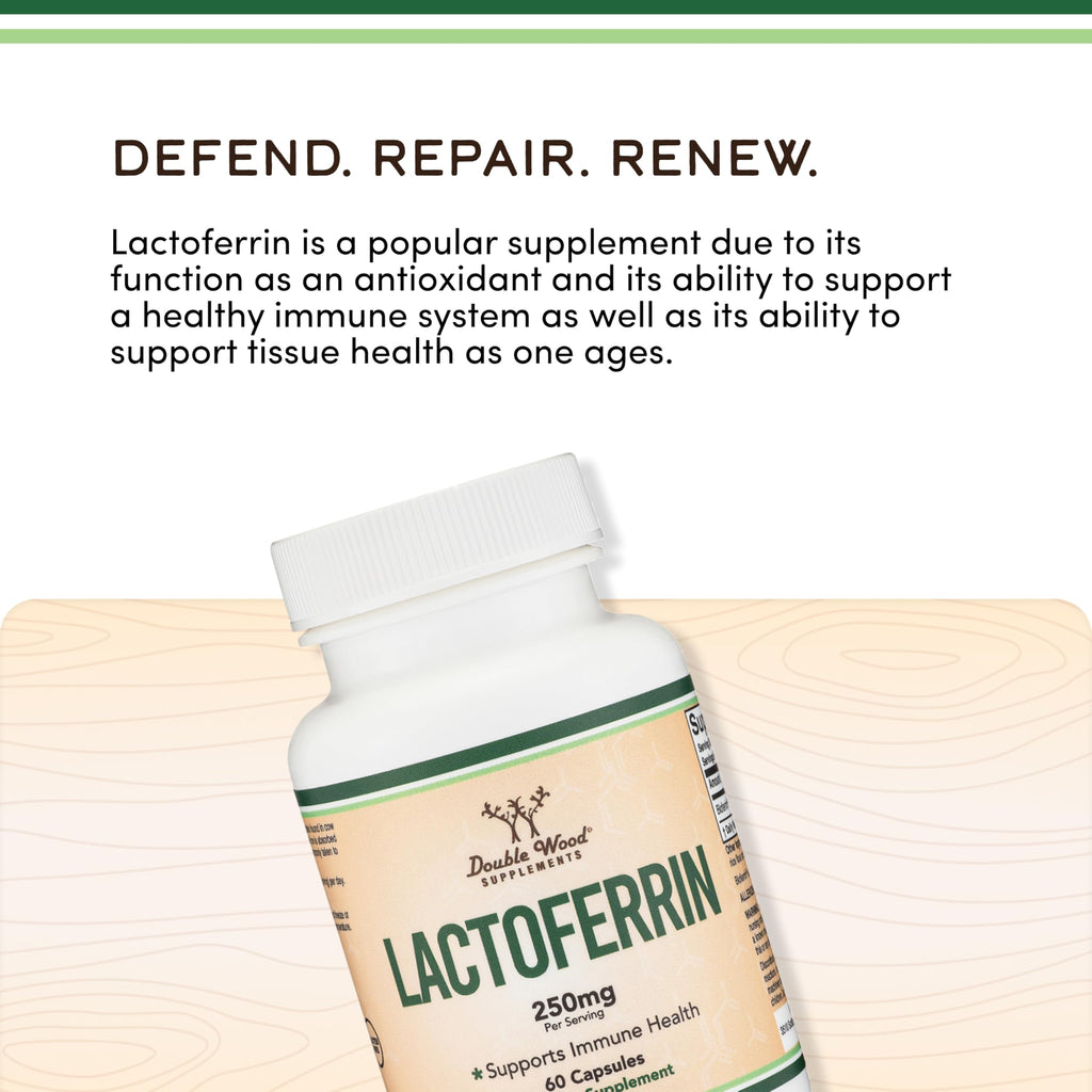 Lactoferrin 250mg Bioferrin, Immune, Gut + Iron Absorption, 60 Capsules | Immune, Gut + Iron Absorption Supplement, Patented Bioferrin, 250mg per Serving, Partially Iron-Saturated, No Taste