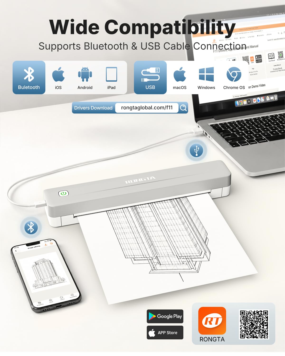 Rongta Bluetooth Thermal Portable Printer for Travel