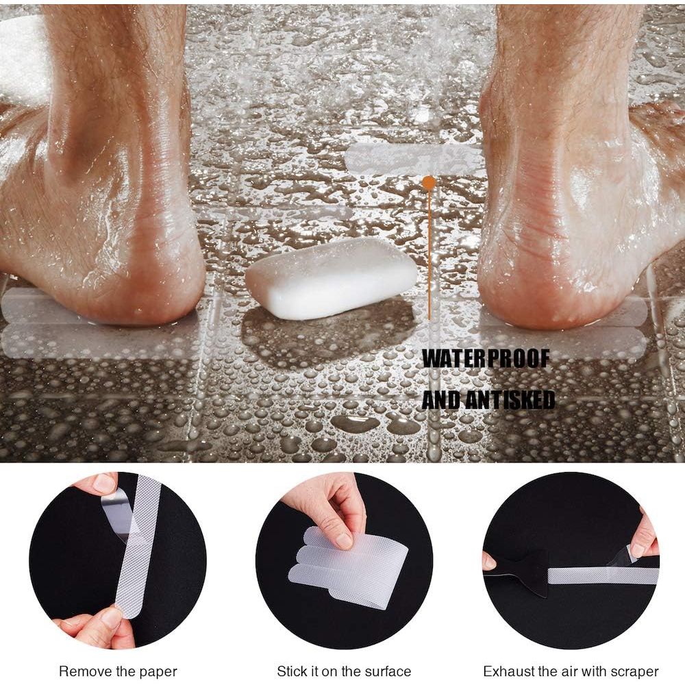 Buy now Anti Slip Shower Stickers 24 PCS Safety Bathtub Strips Adhesive Decals with Premium Scraper for Bath Tub Shower Stairs Ladders Boats at indiglob india
