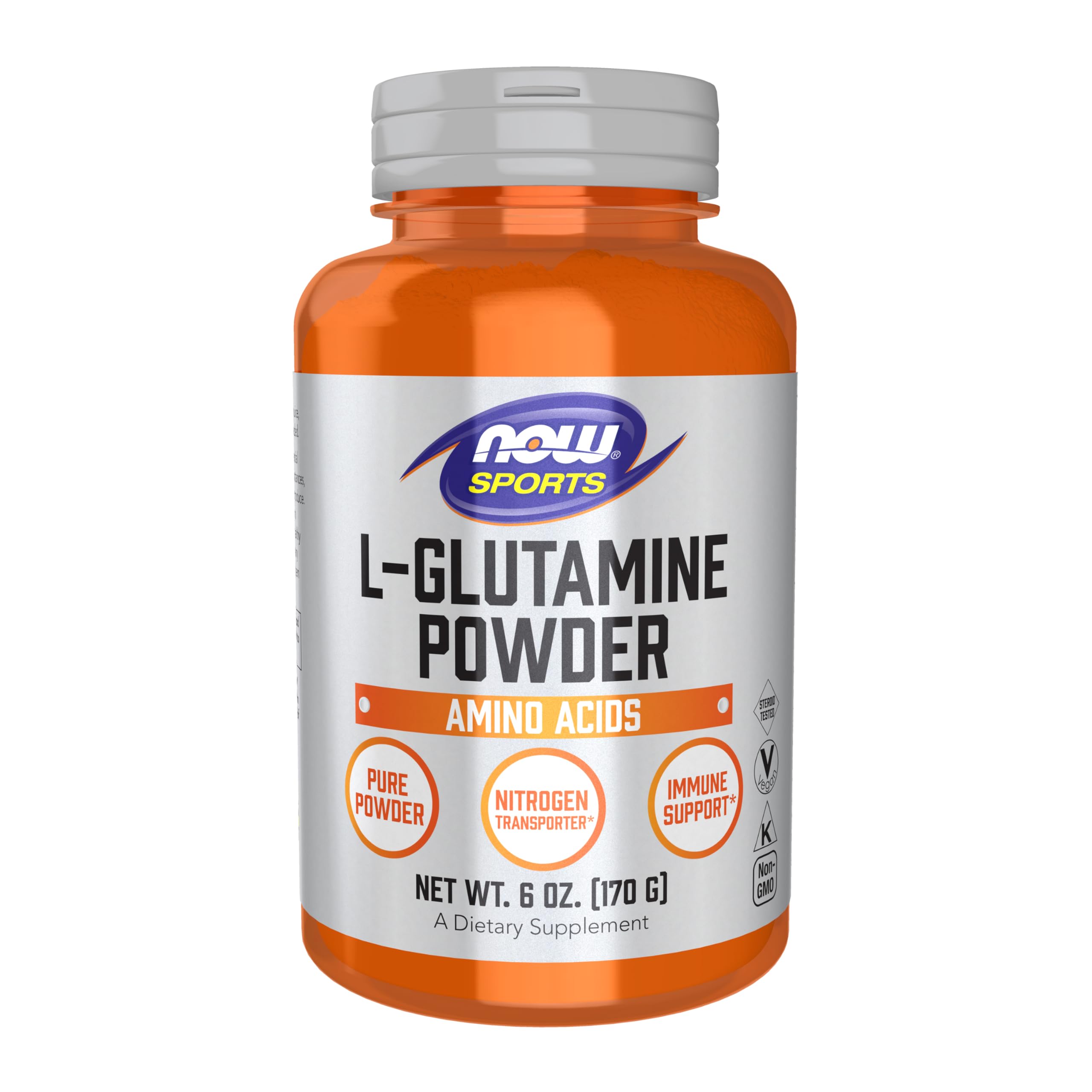 NOW Foods Sports Nutrition, L-Glutamine Pure Powder, Nitrogen Transporter*, Amino Acid, 1-Pound