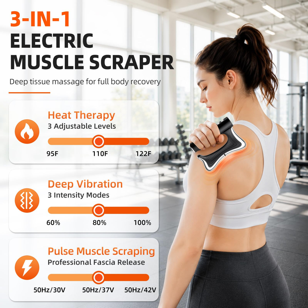 3-in-1 Heated Muscle Scraper Tool, Electric Muscle Massager with Vibration,