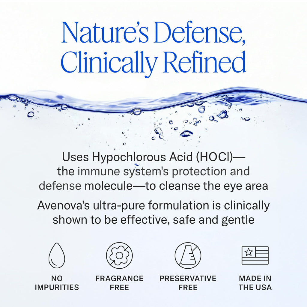 Avenova Eyelid Spray Cleanser for Lid & Lash, 20 ml Bottle | Gentle Everyday Pure Hypochlorous Acid Spray for Eye Irritation