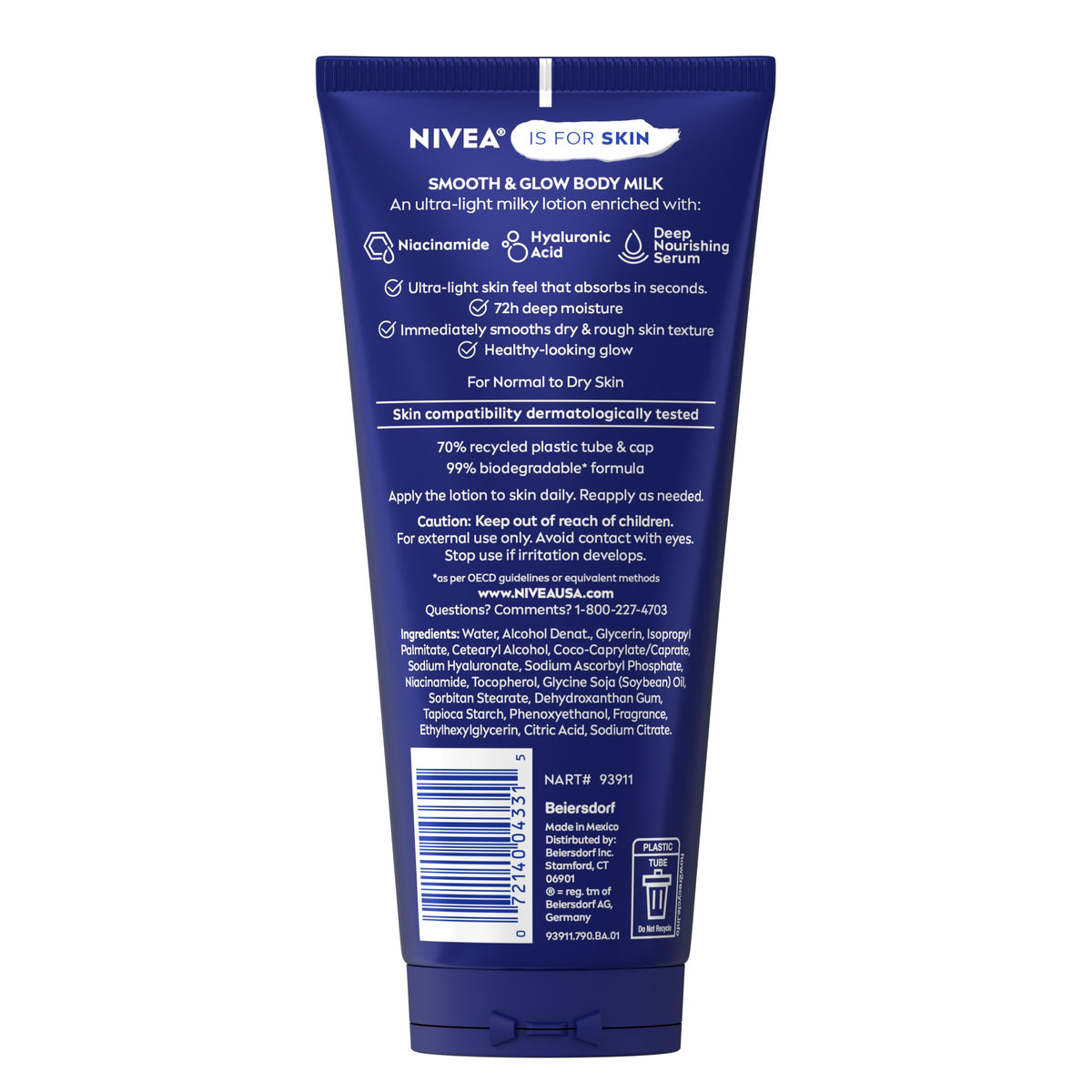 NIVEA Body Milk Smooth and Glow Ultra-Light Milky Serum, 6.7 FL OZ