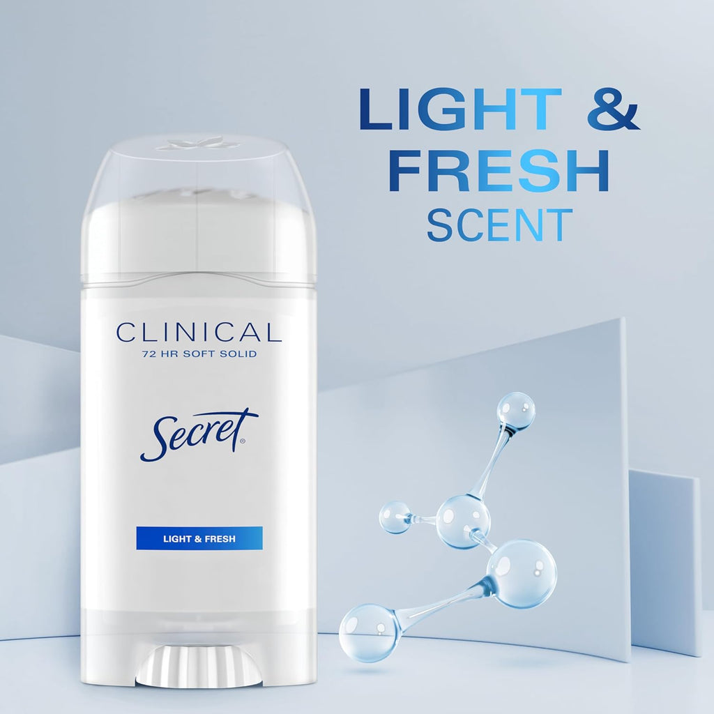 Buy now Secret Clinical Strength Antiperspirant Deodorant for Women, Free & Sensitive, 3X Stress Protection, 72hr Sweat & Odor Protection, PH Balancing Minerals, Invisible Solid, Unscented, 1.6 oz (Pack of 3) at indiglob india