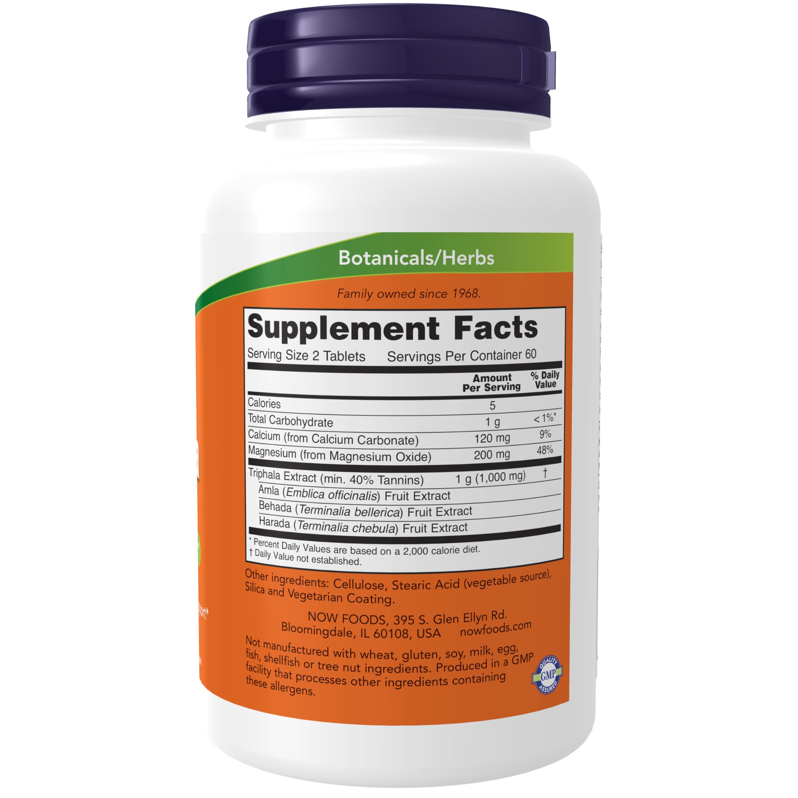 Buy now NOW Foods Supplements, Triphala 500 mg, Combination of Harada, Amla and Behada, 120 Tablets at indiglob india
