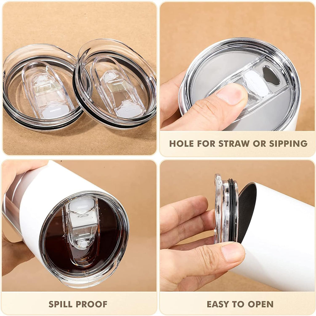 2 Pcs 20 Oz Skinny Tumbler Lid Replacement, Spill Proof, Plastic