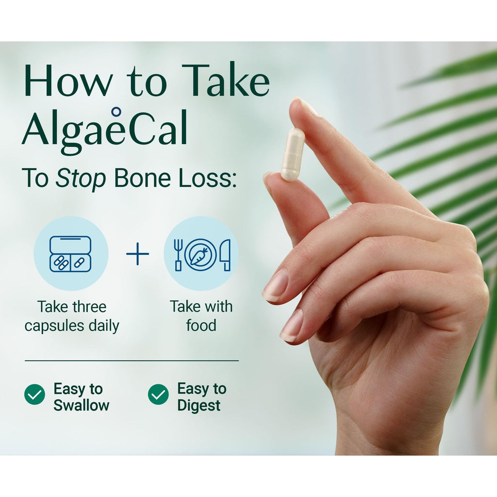 ALGAECAL Plant Based Calcium Supplement for Bone Strength, 90 Caps, 3 Packs | Organic red algae calcium 750mg with D3 1000 IU and 13 minerals for daily bone health support. Veggie capsules.