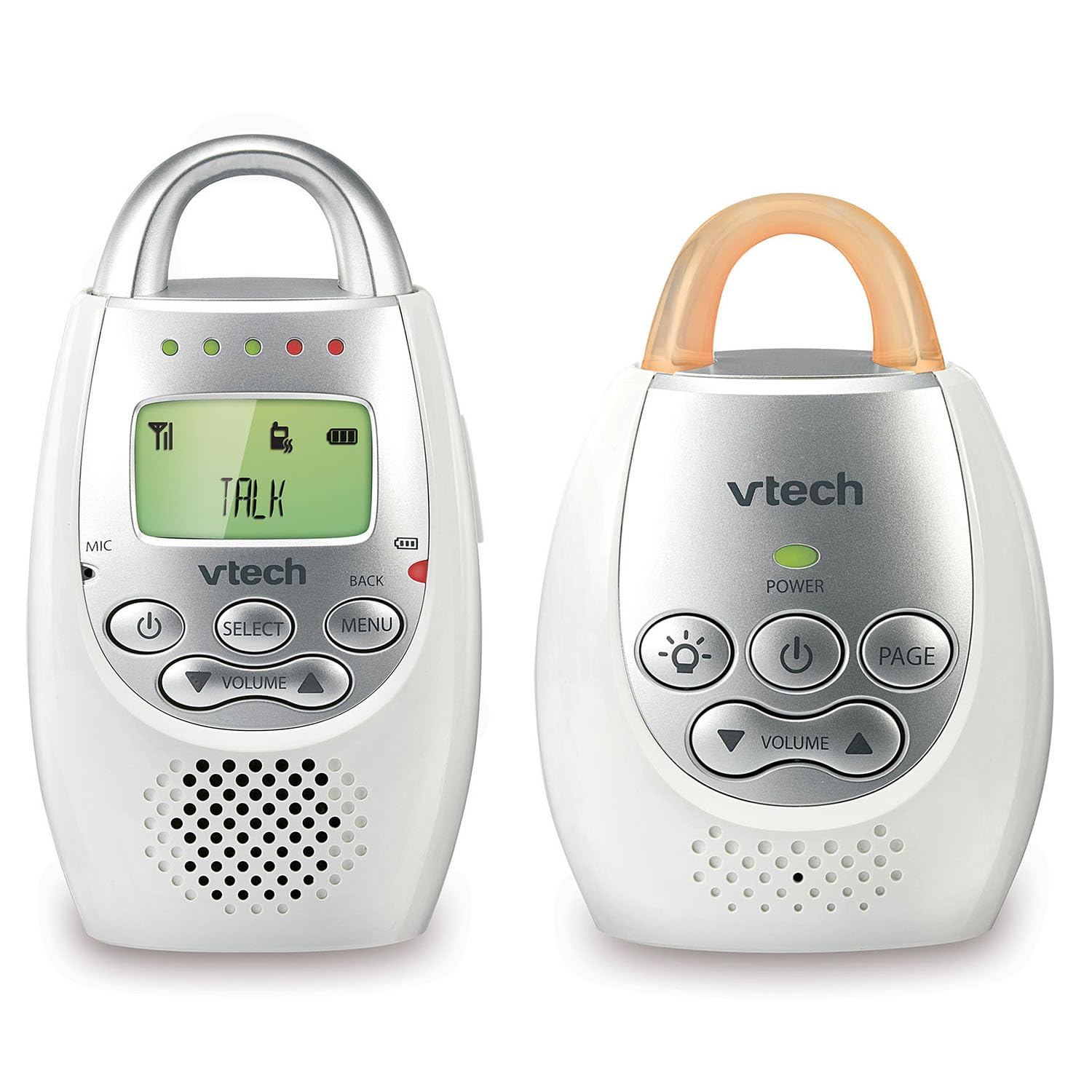 Buy now VTech Communications DM221 Audio Baby Monitor with up to 1,000 ft of Range, Vibrating Sound-Alert, Talk Back Intercom & Night Light Loop, White/Silver 1 Count (Pack of 1) Monitor with One Parent Unit at indiglob india