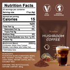 Mushroom Coffee, Instant Mushroom Coffee Powder with 6 Adaptogenic Mushrooms (Cordyceps, Lion’s Mane, Shiitake, Turkey Tail) and MCT Oil for Better Energy, Focus, Immune Support - 30 Servings