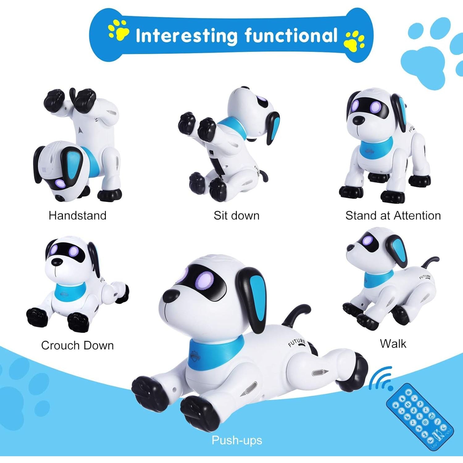 Buy now yiman Remote Control Robot Dog Toy – Programmable Smart Robot Dog for Kids 3+, Interactive Dancing & Sound, RC Stunt Robot Toys with LED Eyes, Electronic Pet Toy Dog for Boys & Girls Gifts (Blue) at indiglob india