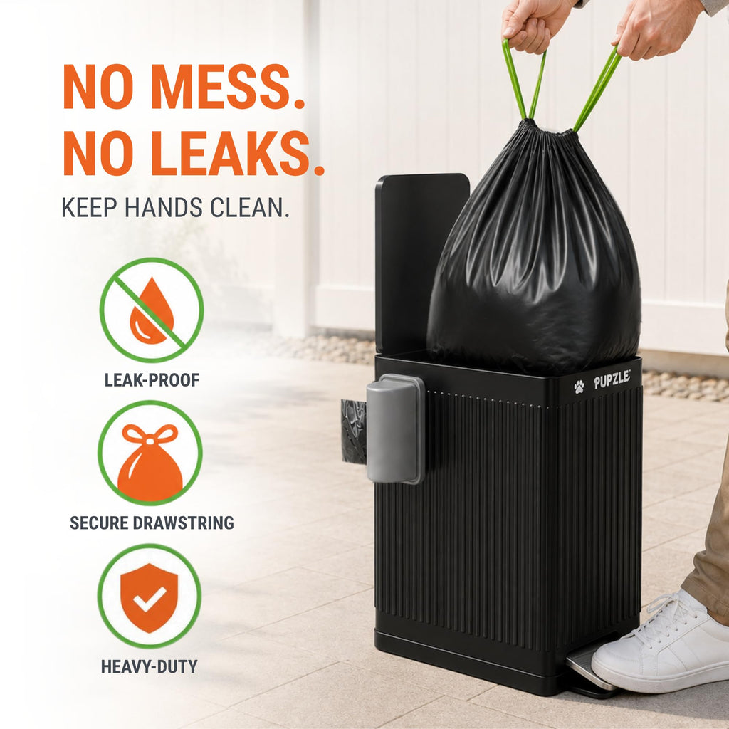 Pupzle Dog Poop Bin Liners, 3.2 Gallon Trash Bag Refills with Drawstrings