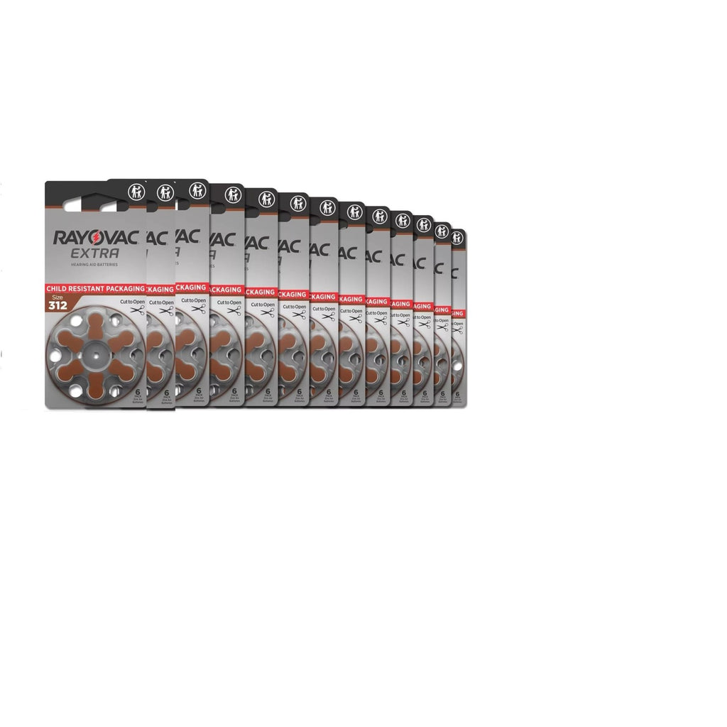 Rayovac Size 312 Extra Advanced Mercury Free Hearing Aid Batteries (80 Batteries)