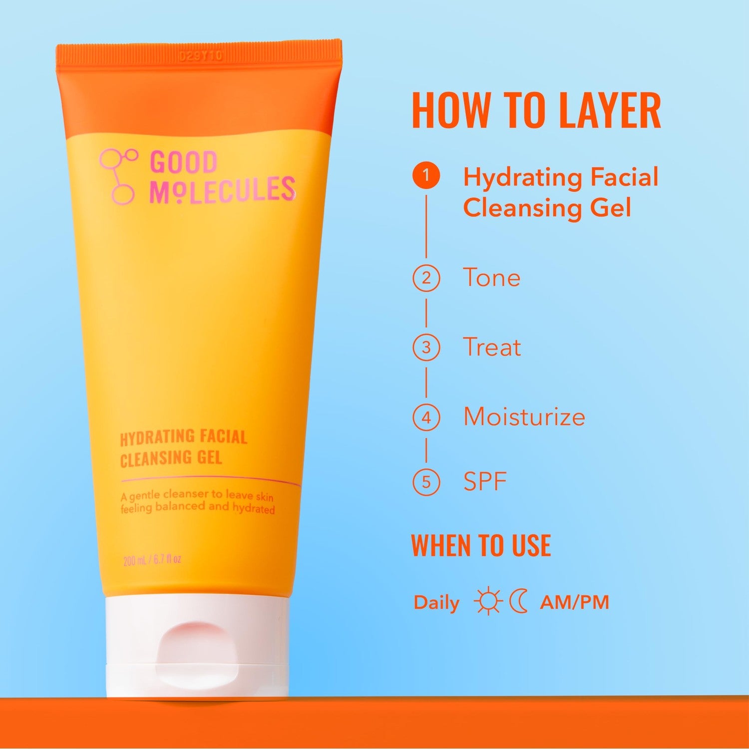 Good Molecules Hydrating Facial Cleansing Gel, Gentle Face Wash, 6.7 fl oz | Gentle daily face wash that removes impurities without stripping skin. Boosts hydration. All skin types.