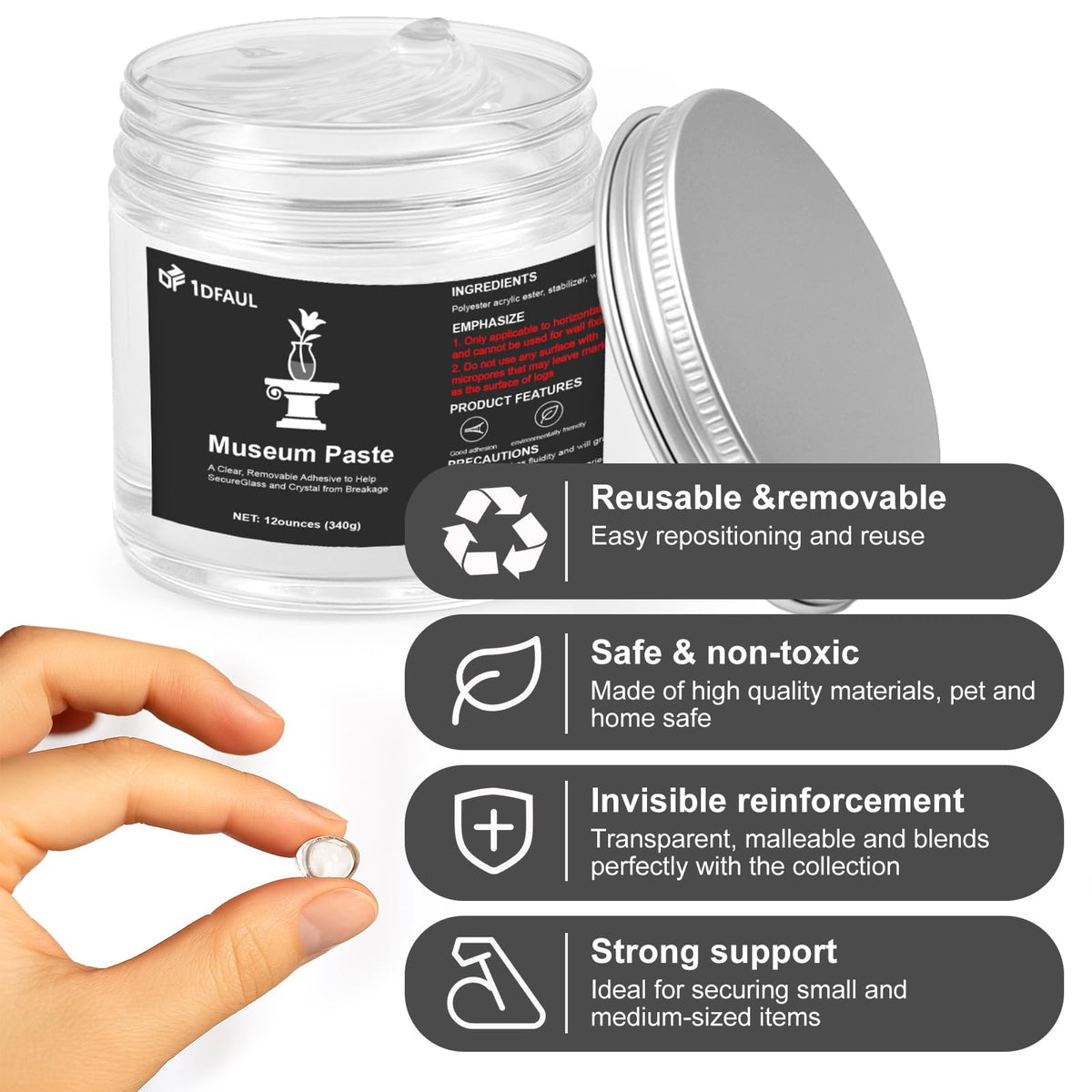1DFAUL 12 oz Exhibits Fix Gel for Museum, Removable Museum Paste Putty Wax
