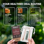 PRIMALS Copper Tongue Scraper - Fresher Breath & Improved Oral Health - Natural Ayurvedic Cleaner for Daily Detox - Rust-Resistant, Eco-Friendly with Travel Cloth Pouch Included (1 Count)