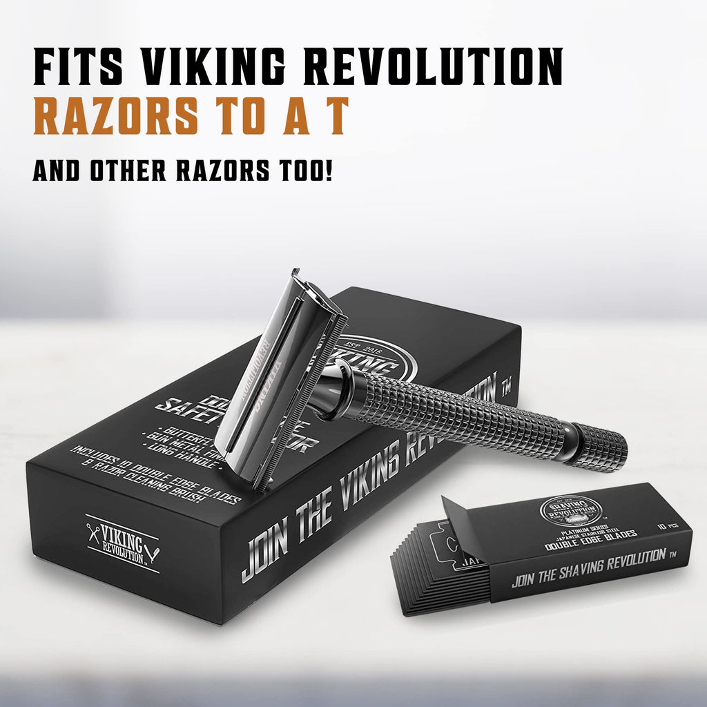Shaving Revolution Double Edge Razor Blades - 50 Count | Platinum Japanese Stainless Steel - Smooth, Precise & Clean Shave - Fits Standard Safety Razors - Long-Lasting Sharpness