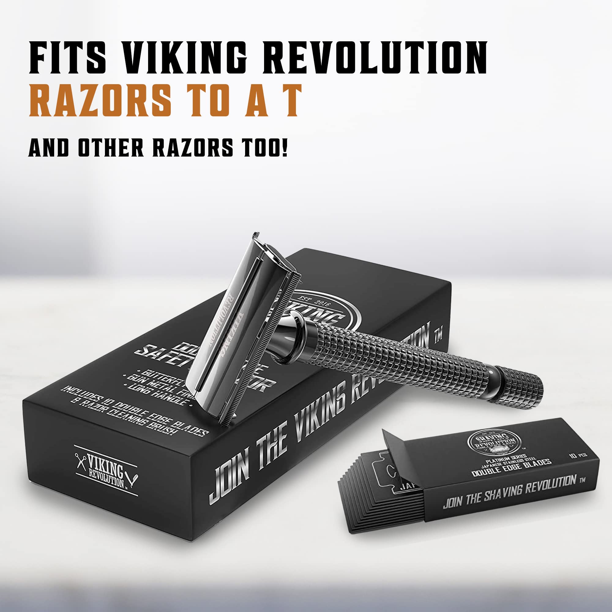 Shaving Revolution Double Edge Razor Blades - 50 Count | Platinum Japanese Stainless Steel - Smooth, Precise & Clean Shave - Fits Standard Safety Razors - Long-Lasting Sharpness