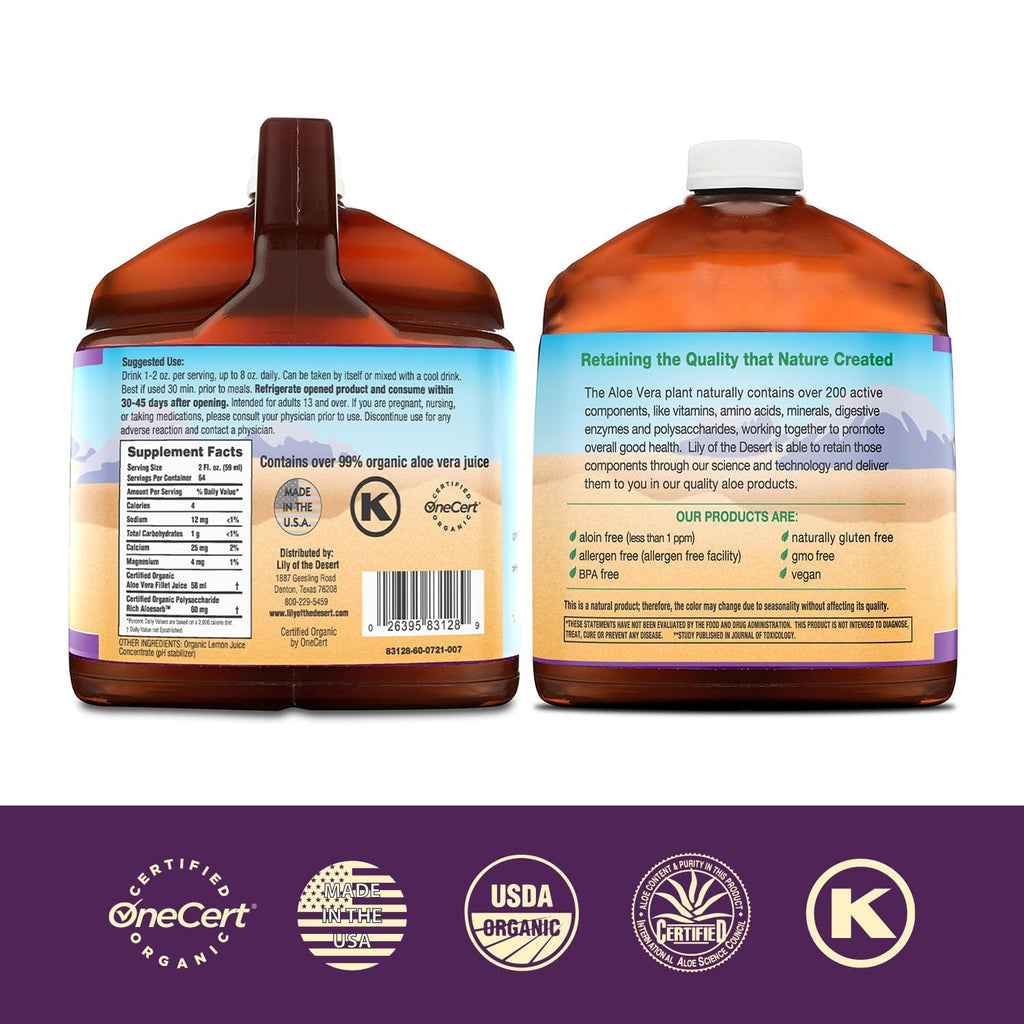 Lily of the Desert Aloe Vera Juice, Inner Fillet, Gallon Jug, 128 Fl Oz