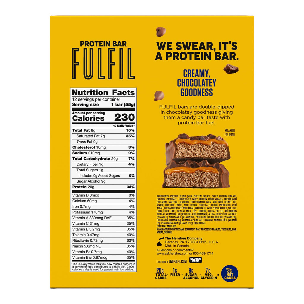 FULFIL Chocolate Chocolate Chip Flavored Protein Bars, 1.94 oz (12 Count)