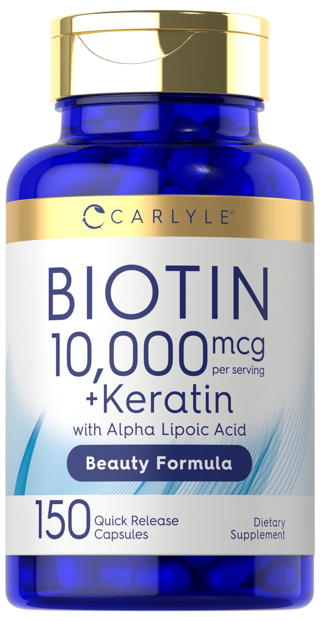 Carlyle Biotin 10000mcg | 150 Capsules | Beauty Formula with Keratin