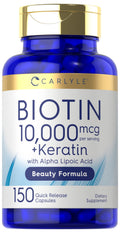 Carlyle Biotin 10000mcg | 150 Capsules | Beauty Formula with Keratin