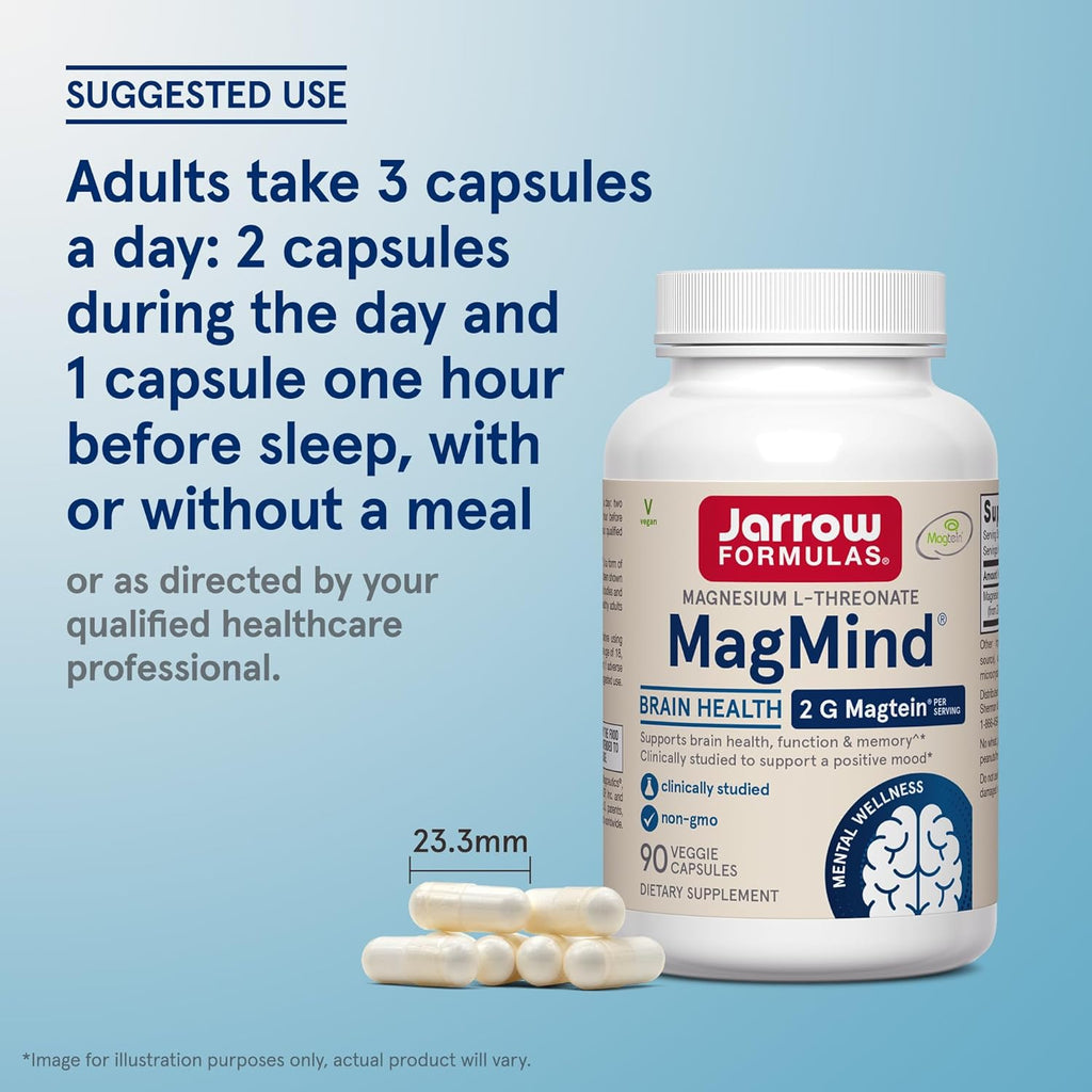 Buy now Jarrow Formulas MagMind - 90 Capsules - Includes Magnesium L-Threonate (Magtein) - Supports Brain Health & Function - 30 Servings at indiglob india