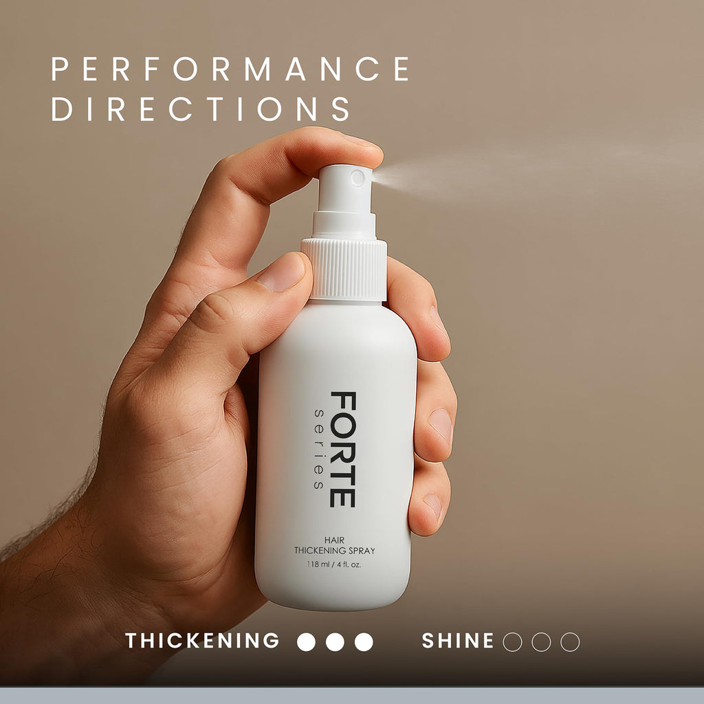 Hair Thickening Spray by Forte Series | Men's Hair Volume Spray | Hair Volumizer with Biotin Peptide Complex | Pre-Styler Hair Thickener, Volumizer, and Spray Texture Pump, (4 oz)