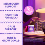 Obvi Collagenic Burn PM | Nighttime Collagen Peptides for Sleep & Recovery | 5 Types Collagen + Ashwagandha, GABA & Melatonin | CapsiBurn Metabolic Support | 90 Capsules | Made in USA