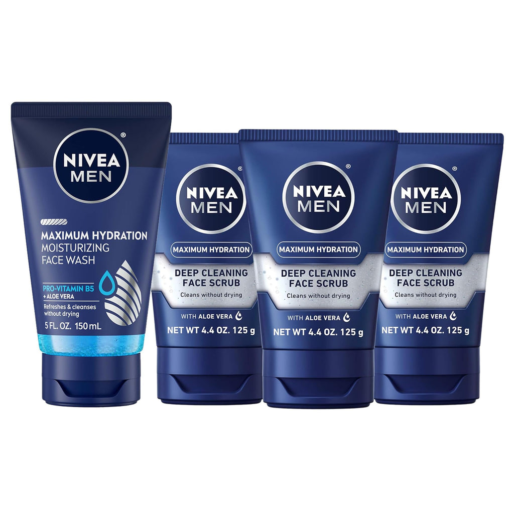NIVEA MEN Maximum Hydration Face Wash, Provitamin B5 and Aloe Vera, 5 FL OZ | Hydrating Face Wash for Men, Provitamin B5 and Aloe Vera, Refreshes and Cleanses without Drying, Dermatologically Tested