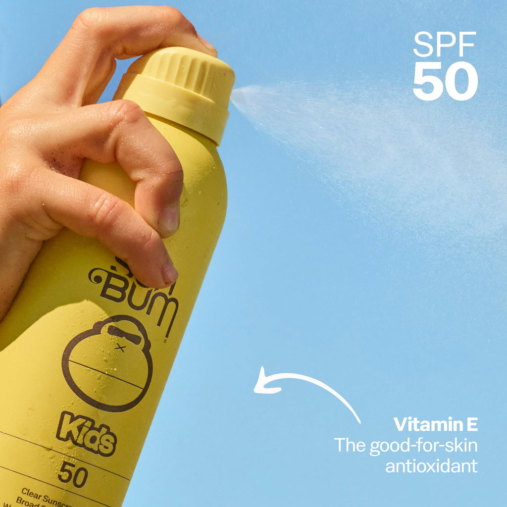 Sun Bum Kids SPF 50 Clear Sunscreen Body Spray - 6 oz | Wet or Dry Skin Application, Broad Spectrum with Vitamin E, Hawaii Act 104 Compliant (Without Octinoxate & Oxybenzone)