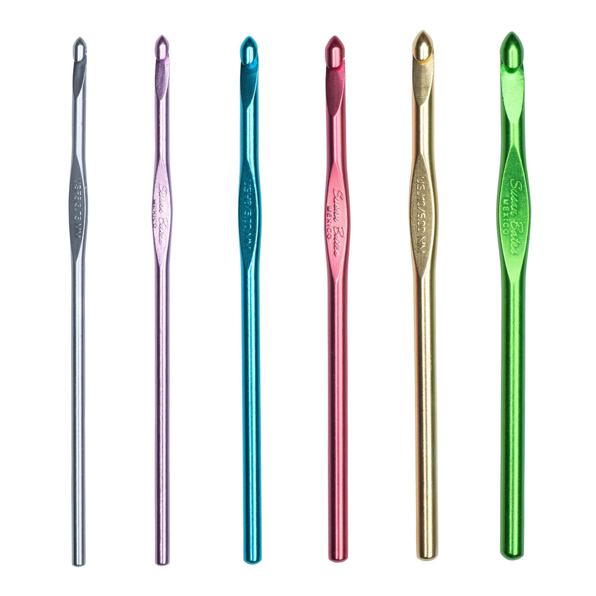 Susan Bates Silvalume Aluminum Crochet Hooks Set for Yarn, 6-Piece