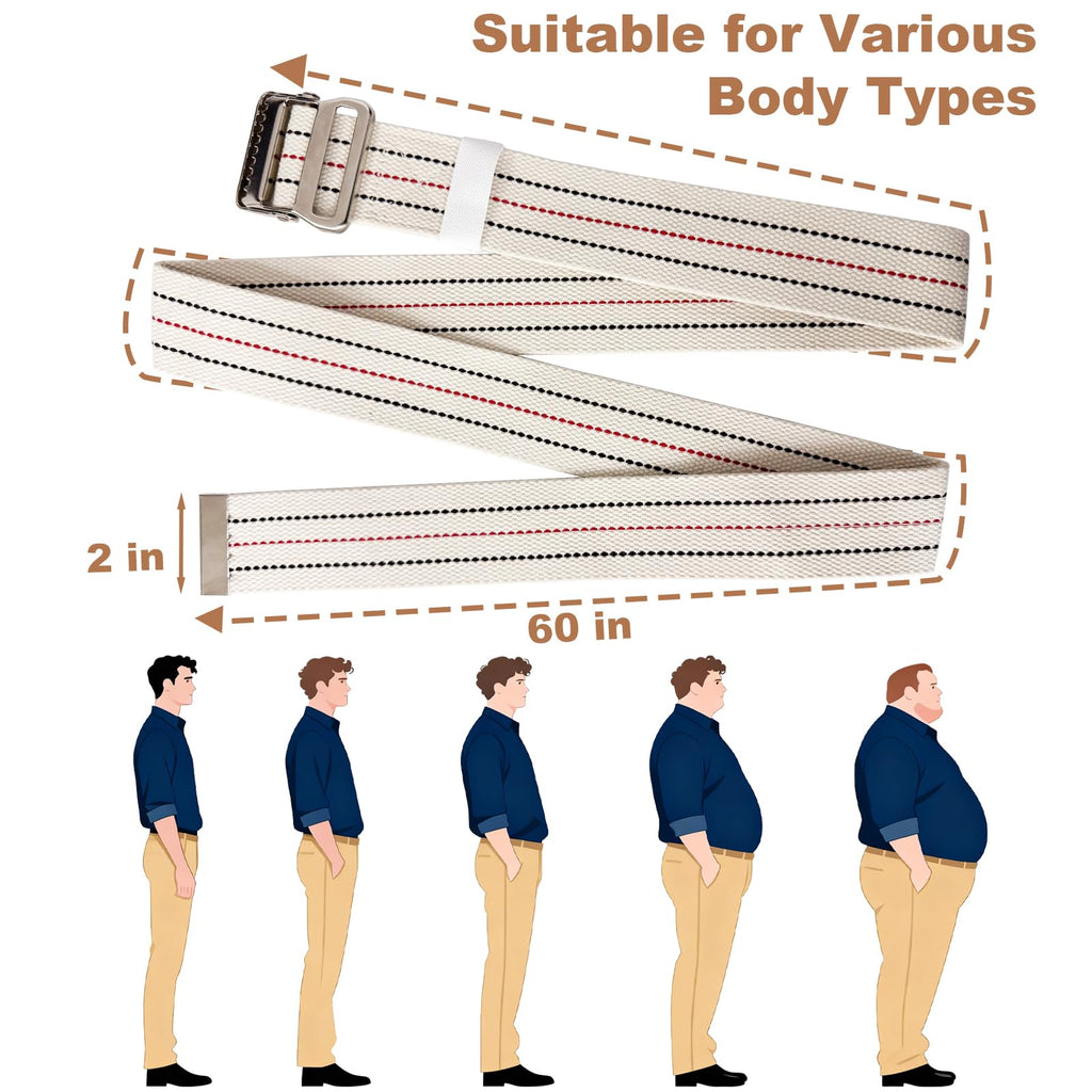 Gait Belt for Seniors 60inch - Walking Transfer Belts Gate Belts Medical for Elderly, Physical Therapy Strap Caregiver Supplies for Caregiver, Nurse, Therapist with Metal Buckle