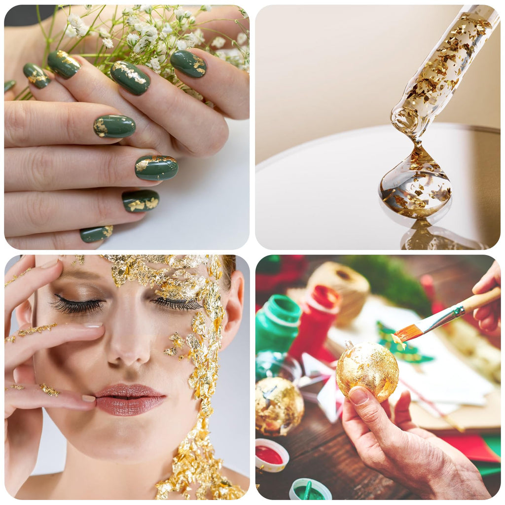 10g Metallic Foil Flakes, Gold Leaf Flakes, Gold Foil Flakes for Resin，for Nail Art, Painting, Crafts, Jewelry Making, DIY Crafts, Slime and Resin Jewelry Making