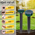 8-Solar Ultrasonic Mole Repellent, Waterproof Stakes Lawn Gophers Snakes