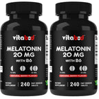 Vitabod Melatonin 20 mg Fast Dissolve Tablets with Vitamin B6, 240 Ct | Natural Berry Flavor, Sleep Support*, Non-GMO, Gluten Free, Made in USA