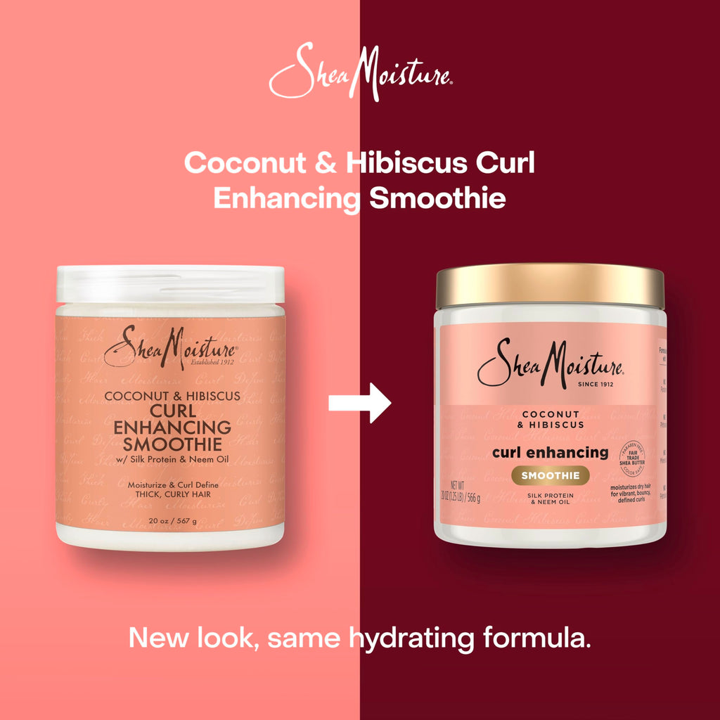 Shea Moisture Curl Enhancing Smoothie Hair Cream for Thick, Curly Hair Coconut and Hibiscus Sulfate Free and Paraben Free Curl Cream 20 oz | For curly hair - moisturizes, defines curls, and reduces frizz with Coconut Oil, Neem Oil and Silk Protein.