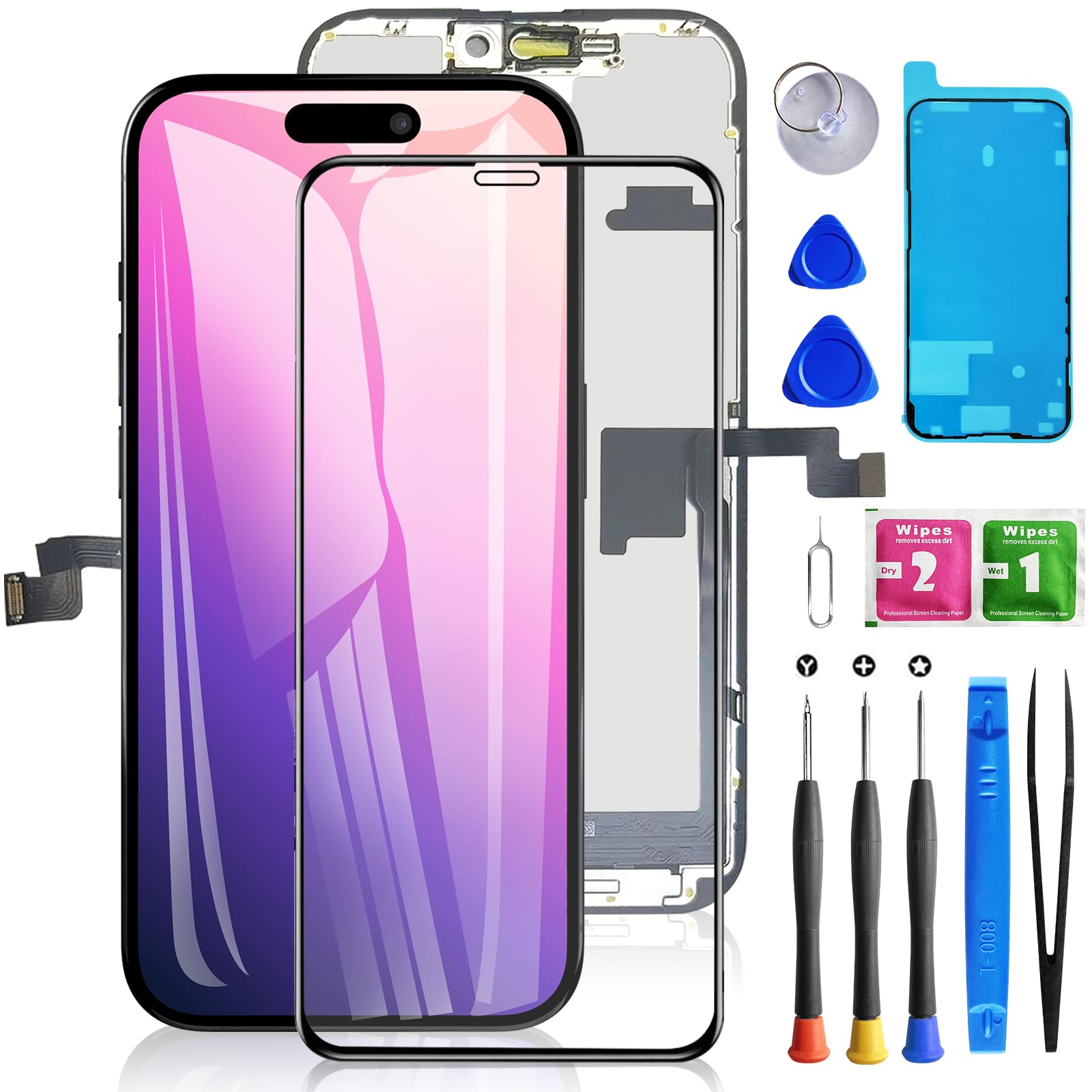 Buy now for iPhone 11 Screen Replacement 6.1 3D Touch Screen LCD Display Digitizer for A2111, A2223, A2221 Cell Phone Repair Kits+ Waterproof Frame Adhesive Sticker+Screen Tempered Protector+Face ID for iphone 16pro max at indiglob india