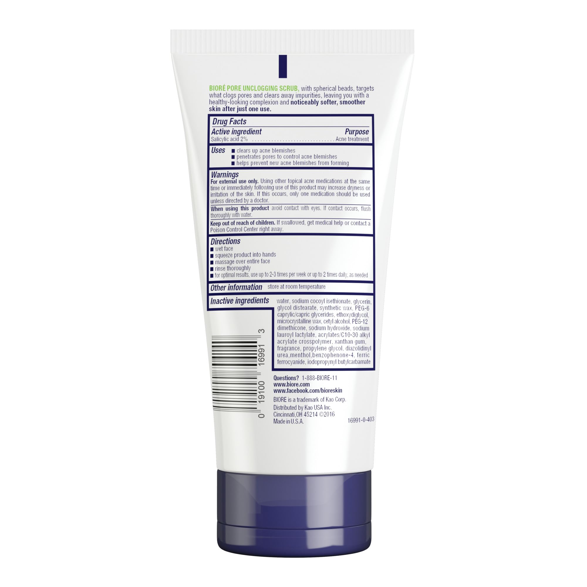 Biore Pore Unclogging Scrub With Salicylic Acid, Oil Free, 5 Oz | Removes Excess Dirt & Oils, Deep Exfoliation, Clears Congestion, Smooth Texture, Fresh Clean Finish