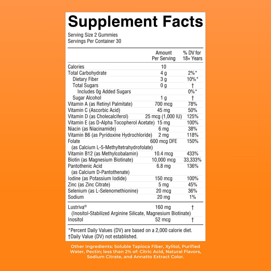 MaryRuth's Multivitamin + Hair Growth Gummies, Thicker Hair, 30 Servings | With Lustriva®, Biotin 10000mcg, B Vitamins, Formulated for Thicker Hair, Wrinkles, Fine Lines, Skin Care