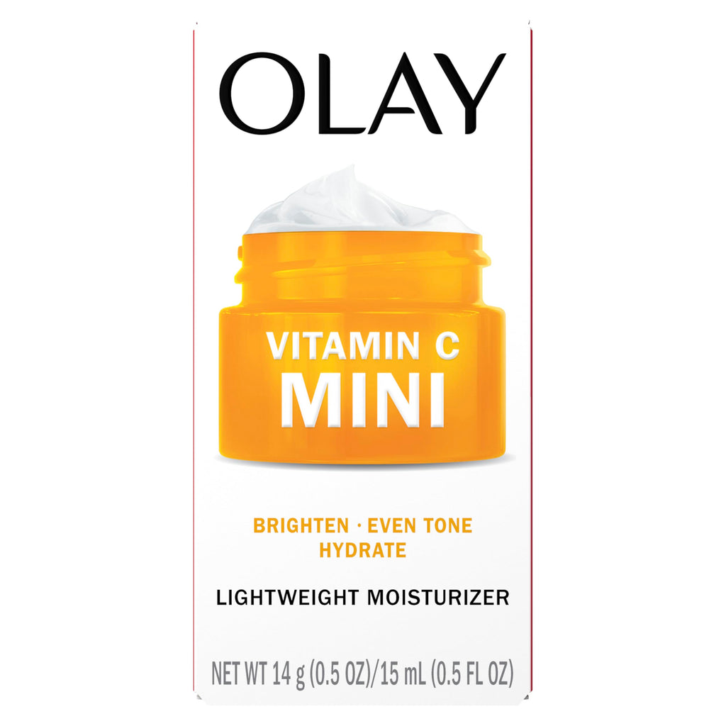 Olay Vitamin C Face Moisturizer, Brightening Cream for Women, Trial Size, Evens Tone, Dark Spot & Hyperpigmentation Reduction, Glowing Skin Care - Niaciniamide, Lactic Acid, 0.5 Oz