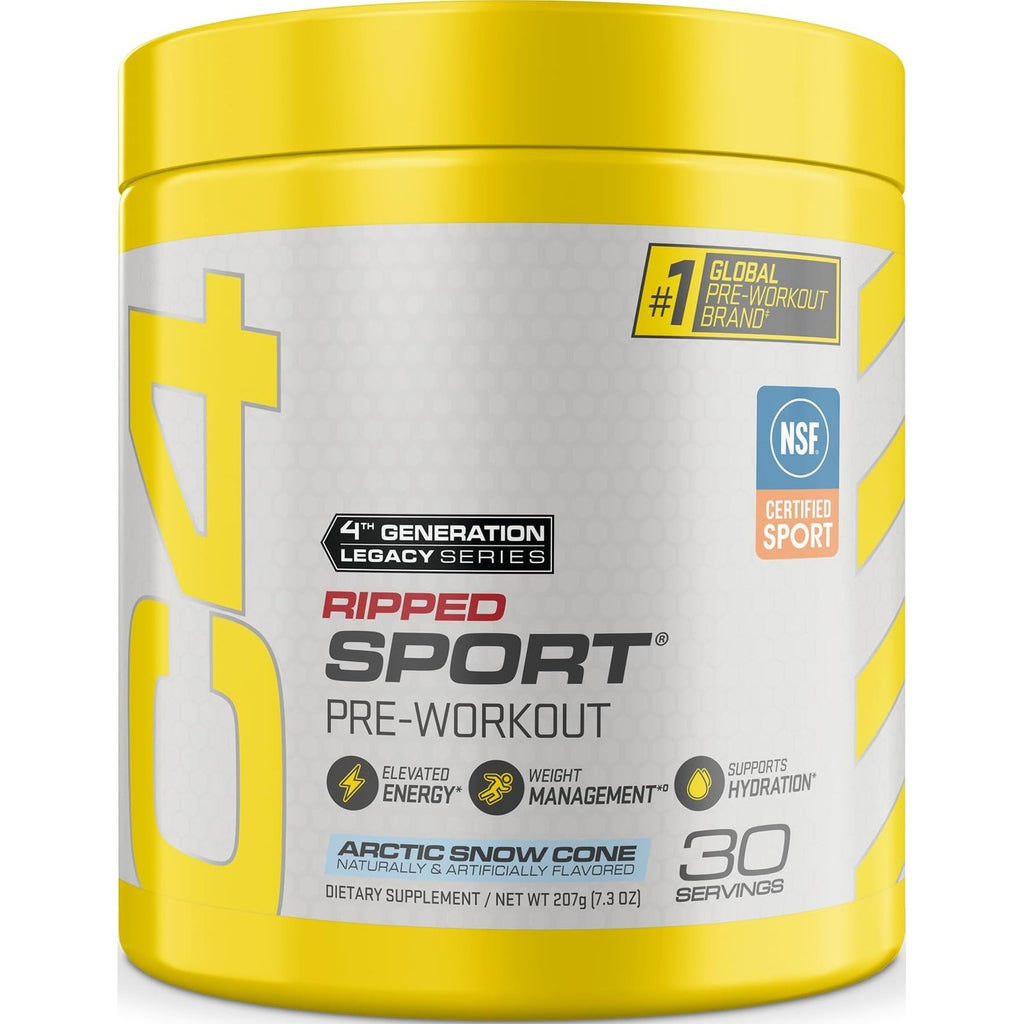 C4 Ripped Sport Pre Workout Powder, 135mg Caffeine, 30 Servings | Arctic snow cone flavor with 135mg caffeine, CLA, DygloFit & L-carnitine for energy, endurance and metabolism support.