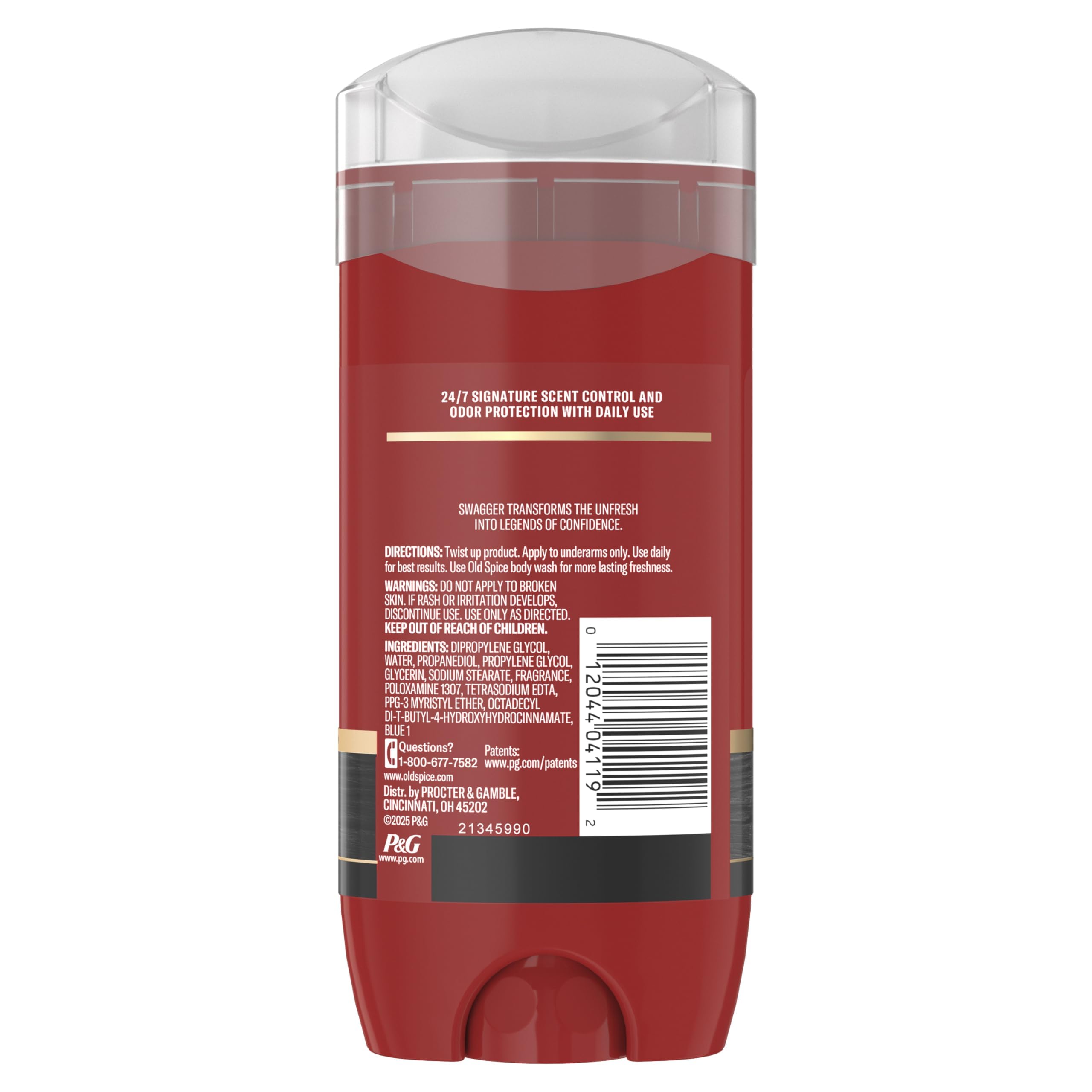 Old Spice Aluminum Free Deodorant for Men, 24/7 Protection to Eliminate Odors, 24/7 Freshness & Lasting Scent, Swagger with Lime & Cedarwood Scent, 3.8 oz (Pack of 3)