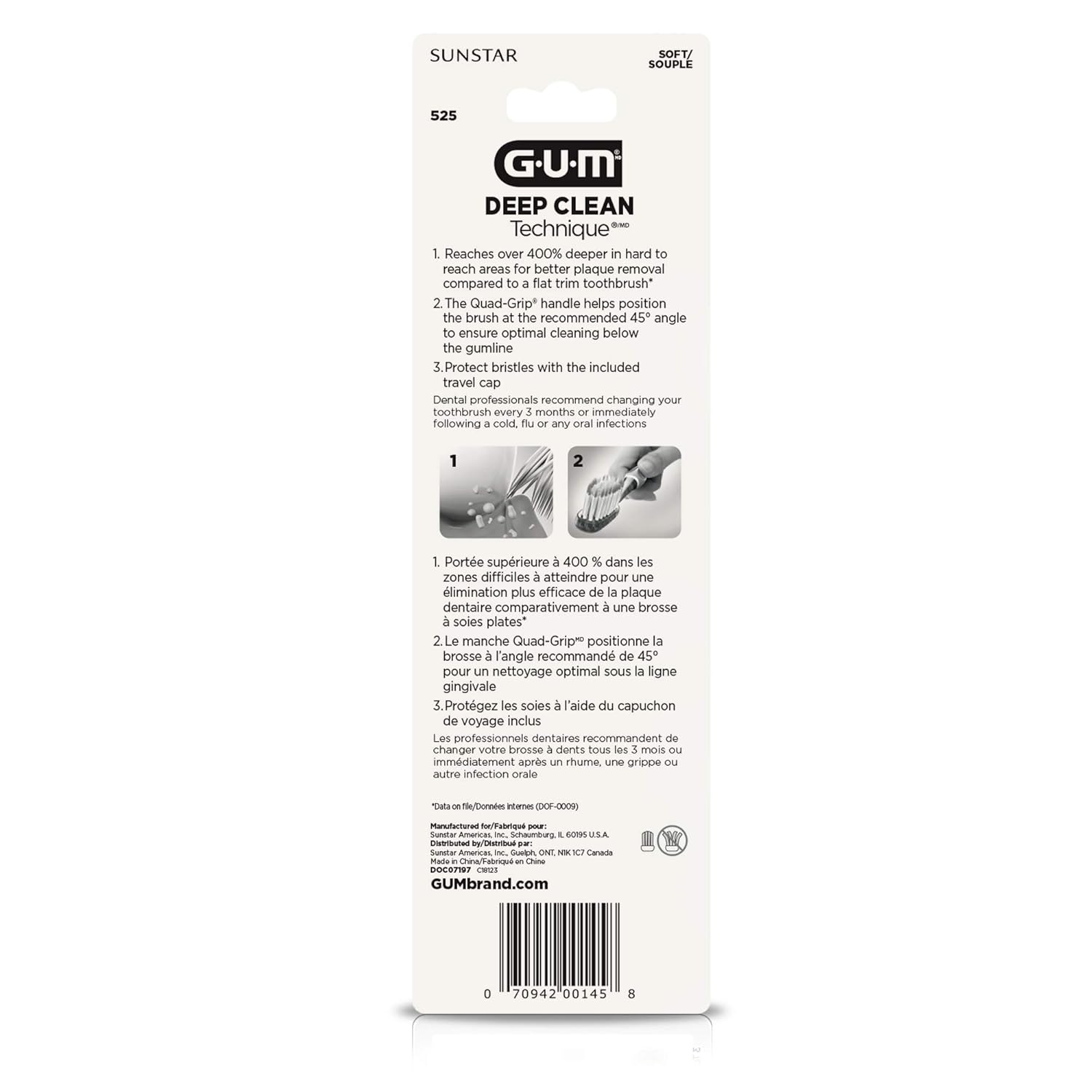 Buy now GUM Technique Deep Clean Toothbrush - Compact Soft - Soft Toothbrushes for Adults with Sensitive Extra Fine Bristles, 3ct at indiglob india
