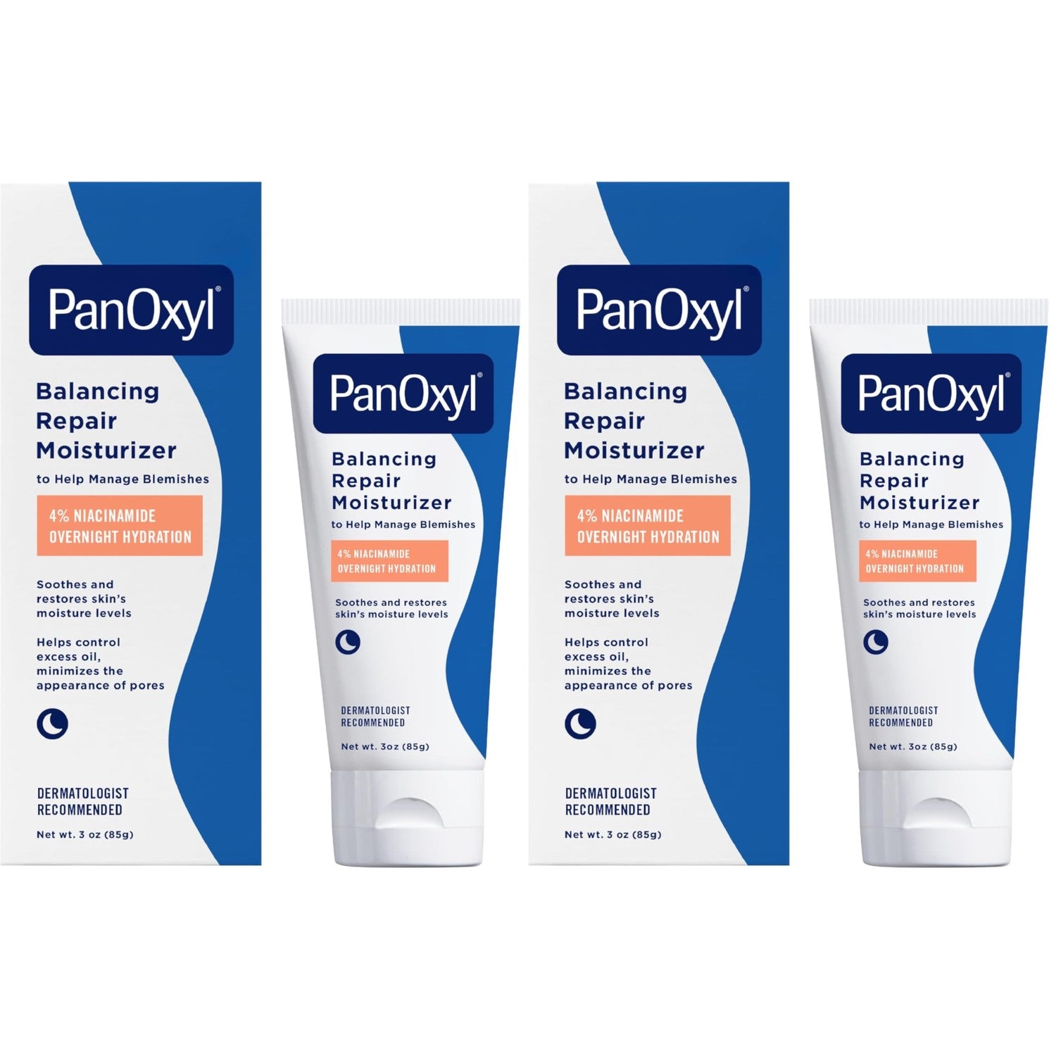 PanOxyl PM Balancing Repair Moisturizer with Niacinamide, Ceramides and Cica, Hydrating Face Moisturizer, Acne Prone Skin and Dry Skin, Non-Comedogenic Night Face Moisturizer, 3 oz