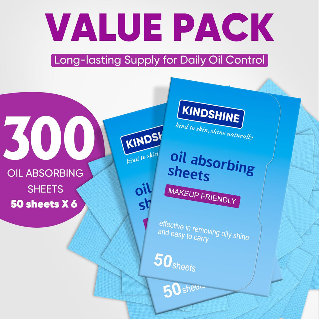 KINESHINE 300Pcs High-Performance Oil Absorbing Sheets for Face | Makeup Friendly, Oil Blotting Sheets for Face, Blotting Papers for Oily Skin, Travel-Friendly, Suitable for men & women