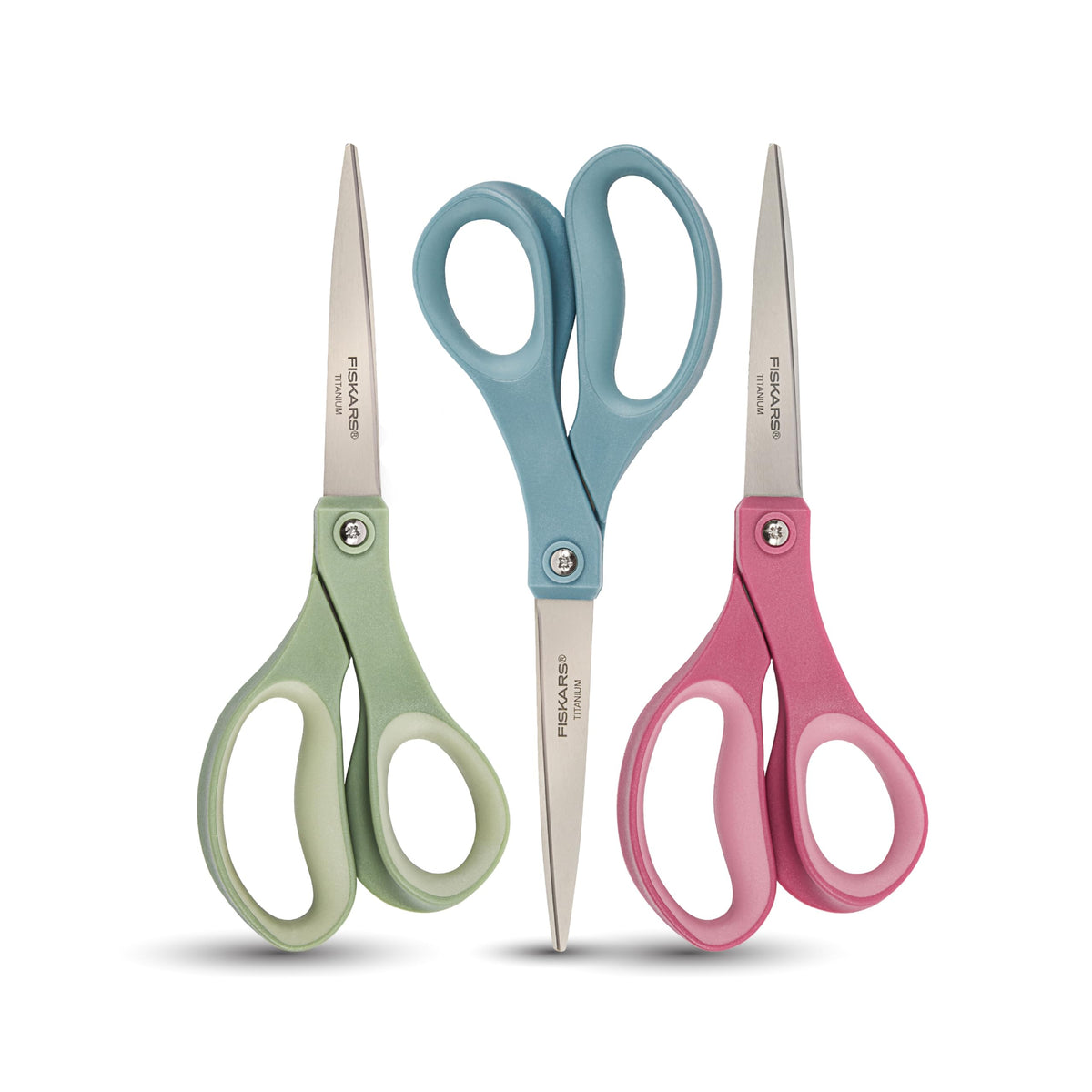 Fiskars 8” SoftGrip Titanium All Purpose Scissors for Office, 3-Pack